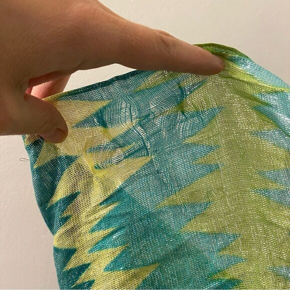 Green teal aqua mermaid Blue Kelly green lightweight metallic infinity scarf - Picture 5 of 10